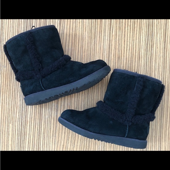 Ugg Black Hadley II Waterproof Sheepskin Boots Girls size 3 - Picture 6 of 9